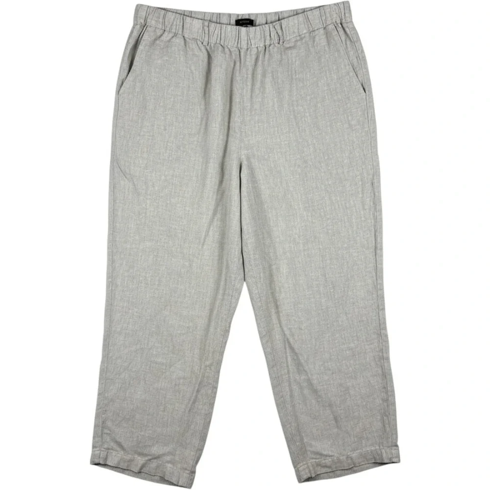 Quince Womens 2X 100% European Linen Pants Flax Pull On Elastic Waist Wide Leg